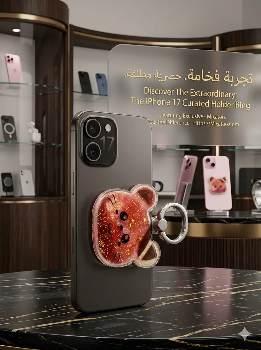 حامل ومسند للموبايل خاتم معدني مضاد للسرقة ودوار بزاوية 360 درجة كيتى احمر – متجر Mixatoo - الصورة 2