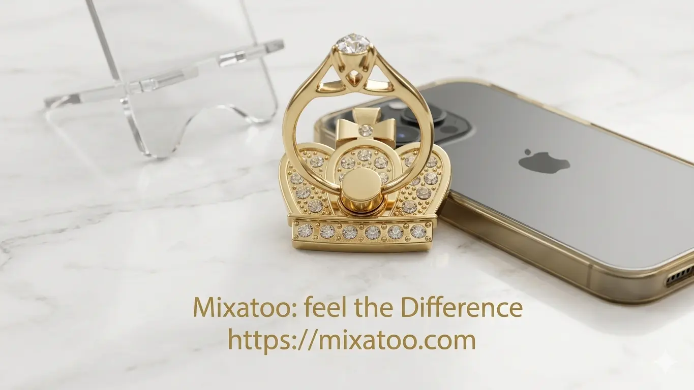 حامل ومسند للموبايل خاتم معدني مضاد للسرقة ودوار بزاوية 360 درجة شكل تاج – متجر Mixatoo - الصورة 2